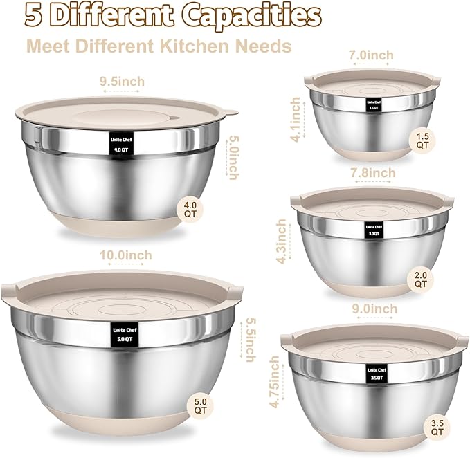 Umite Chef Mixing Bowls with Airtight Lids Set
