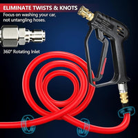Short Pressure Washer Gun with Swivel, Anti-Tangle Design