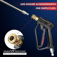 Short Pressure Washer Gun with Swivel, Anti-Tangle Design