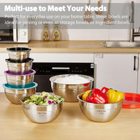 YIHONG 7 Piece Metal Mixing Bowls with Lids for Kitchen