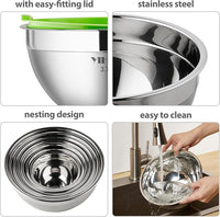 YIHONG 7 Piece Metal Mixing Bowls with Lids for Kitchen